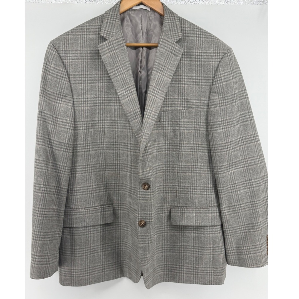 Lauren Ralph Lauren Gray Glen Plaid Blazer Ultra Flex Sport Coat 48R Black Label